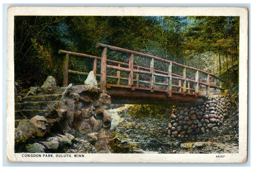 c1920 Congdon Park Rustic Bridge Creek Grove Duluth Minnesota Unposted Postcard