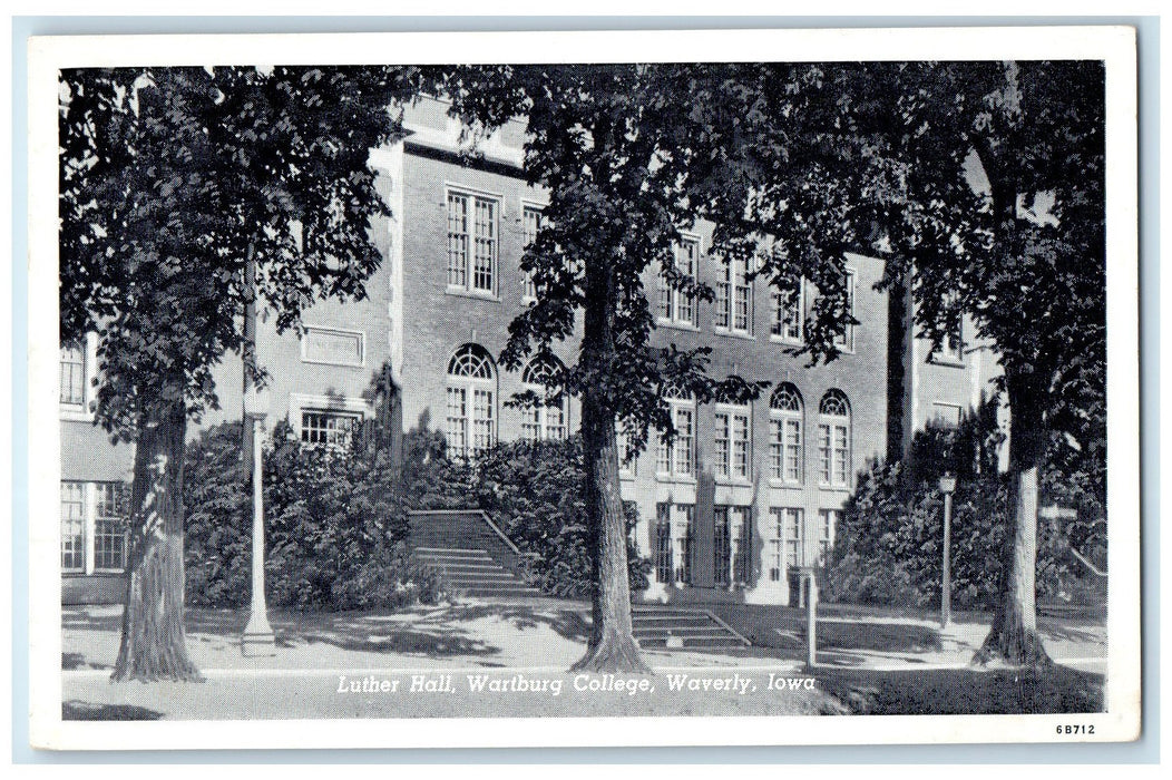 c1960's Luther Hall Wartburg College Exterior Roadside Waverly Iowa IA Postcard