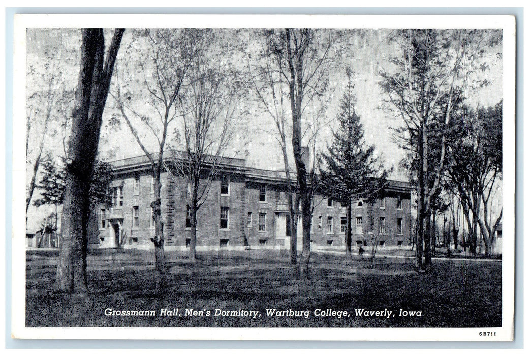c1960's Grossmann Hall Men's Dormitory Wartburg College Waverly Iowa IA Postcard