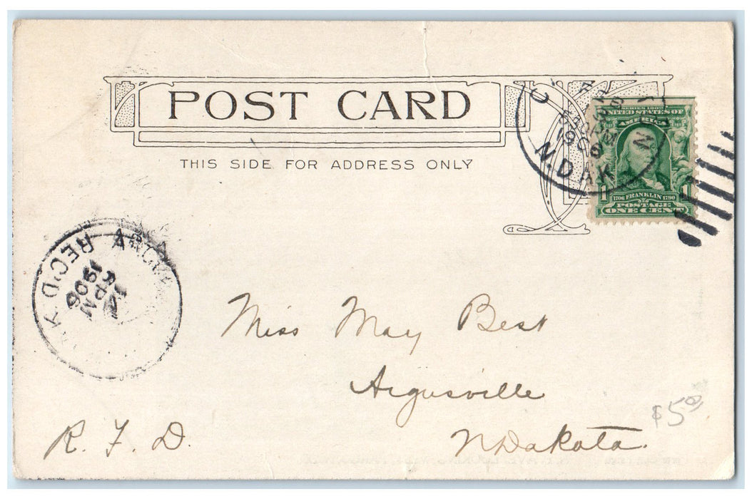 1906 The Porte Co. Northern Pacific Looking West Fargo North Dakota Postcard