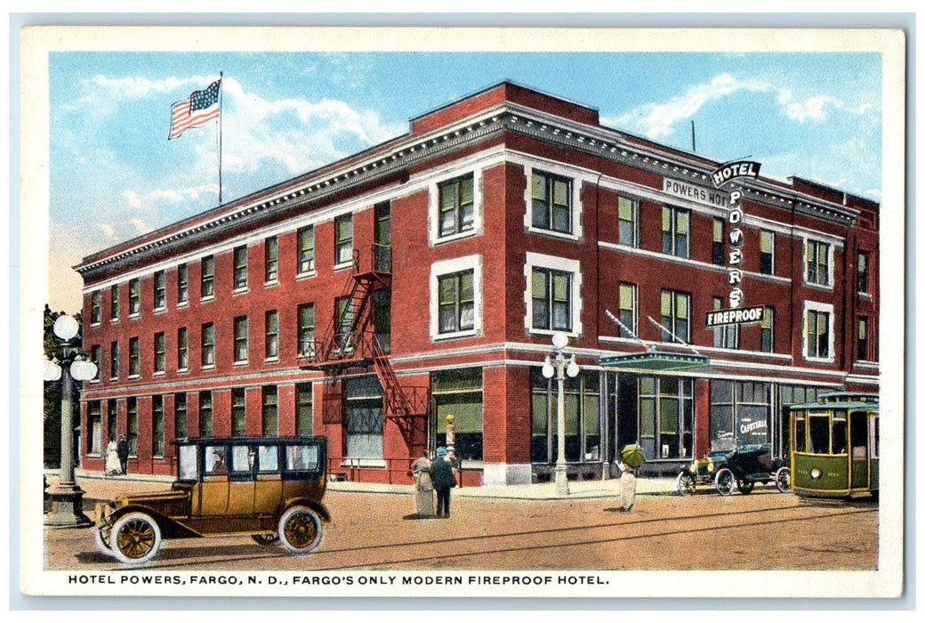 c1920's Hotel Power's Restaurant Modern Fireproof Fargo North Dakota Postcard