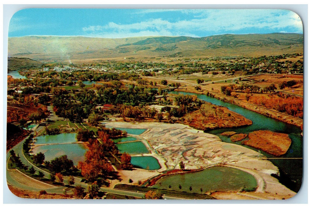 c1960s Panorama Showing Hot Springs Area & Town Thermopolis Wyoming WY Postcard