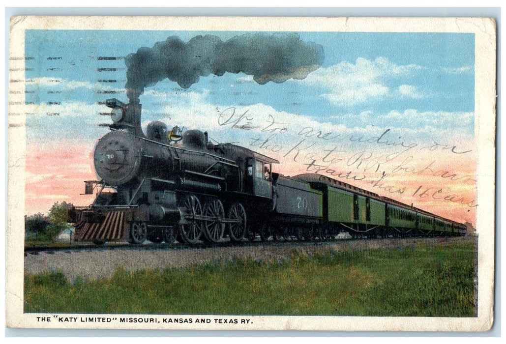 1926 The Katy Limited MO Kansas And Texas Railway Austin Texas TX Train Postcard