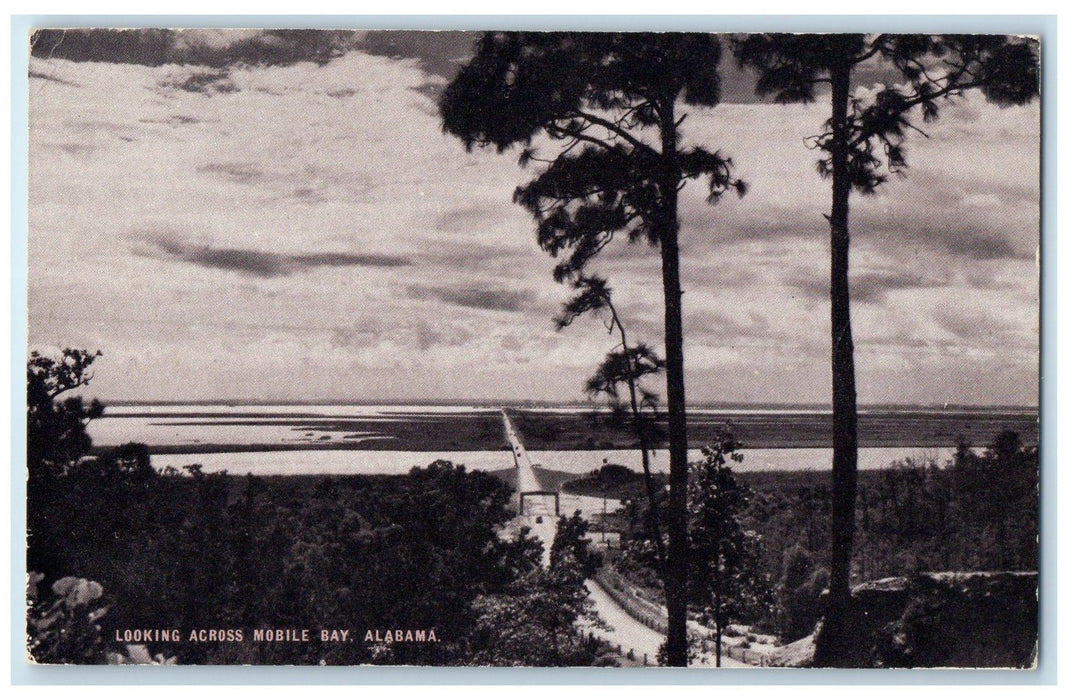 c1940's Scenic View Looking Across Mobile Bay Alabama AL Unposted Trees Postcard