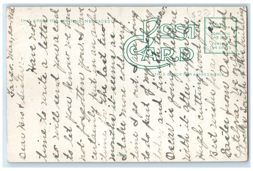 c1910 Carnegie Library NDAC Building Staira Entrance Fargo North Dakota Postcard