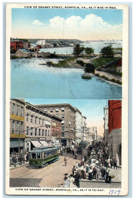 c1920s View Of Granby Street As It Was In 1868 Norfolk Virginia VA Shop Postcard