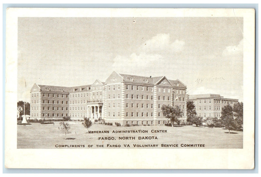 c1920's Veterans Administration Center Building View Fargo North Dakota Postcard