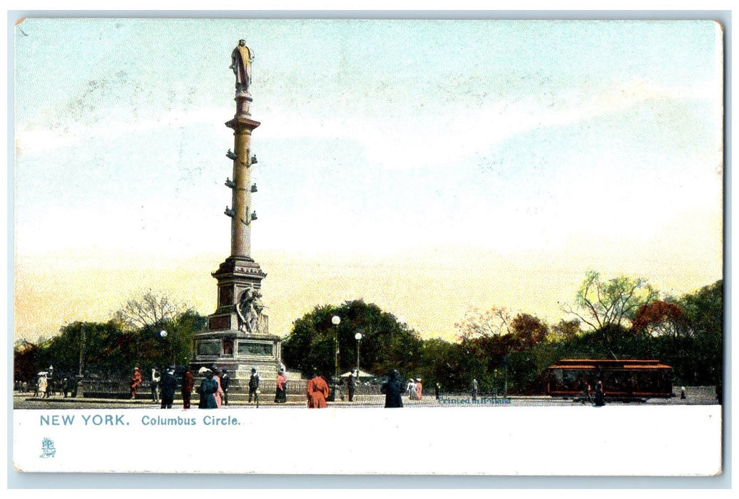c1940's Columbus Circle Monument Scene New York City New York Unposted Postcard