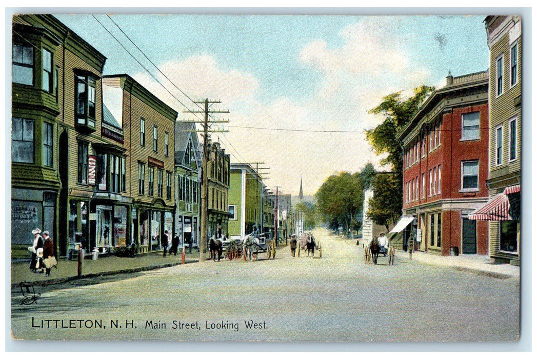 c1910's Main Street Looking West Littleton New Hampshire NH Unposted Postcard