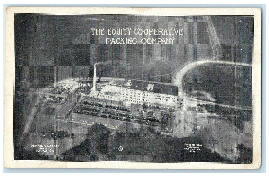 c1920's Equity Cooperative Packing Company Grand Forks North Dakota Postcard