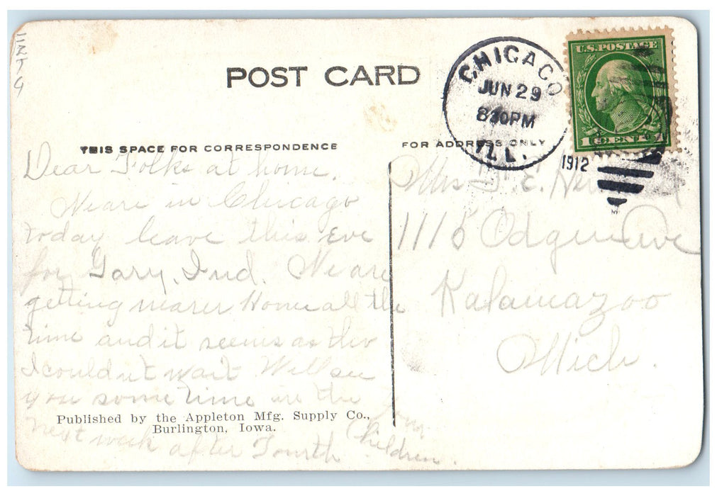 1912 Levee and Steamer Columbia And Winona Burlington Iowa IA Steamship Postcard