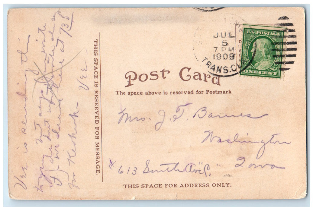1909 River Front Steamships And Canoe Boats Burlington Iowa IA Posted Postcard