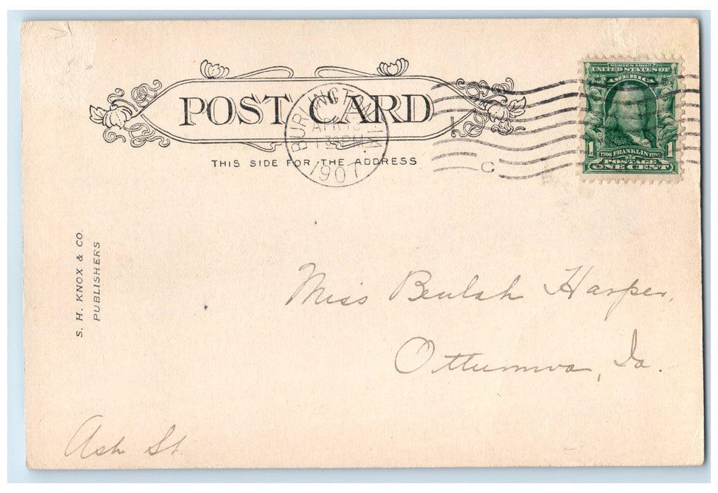 1909 Steamer Quincy Scene Passing Crapo Park Burlington Iowa IA Posted Postcard