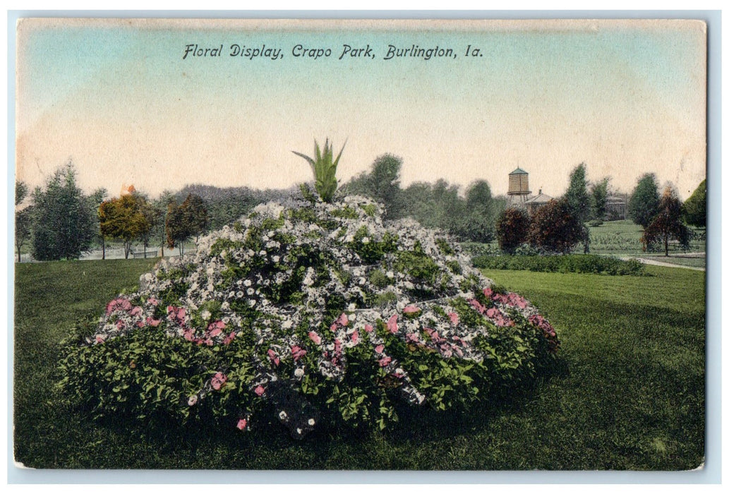 c1910's Floral Display Scene Crapo Park Burlington Iowa IA Unposted Postcard