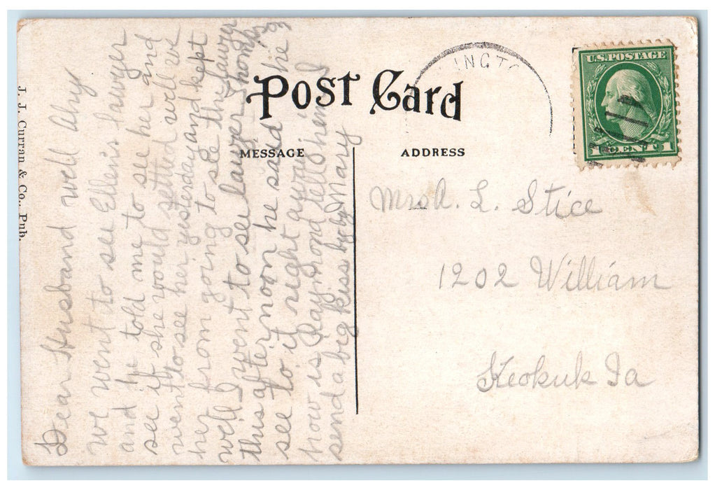 1910 Union Depot Exterior Roadside Burlington Iowa IA Posted Carriages Postcard
