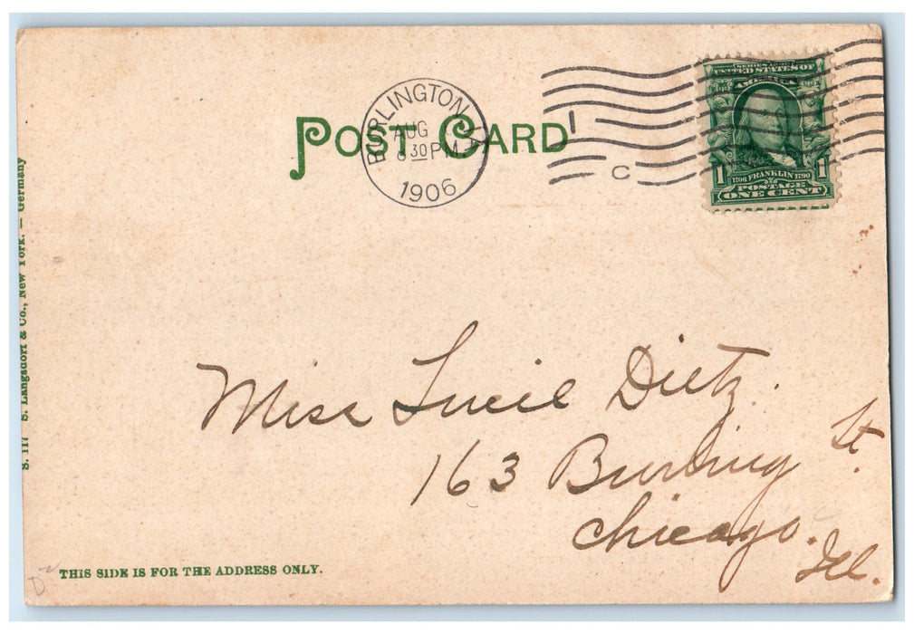 1906 Sectional View Buildings And Houses Burlington Iowa IA Posted Sea Postcard
