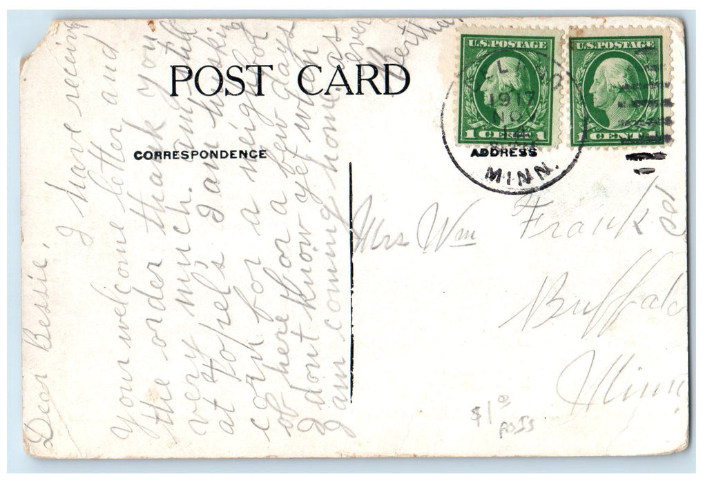 1917 Northern Pacific Railroad Bridge & Red River Fargo North Dakota ND Postcard
