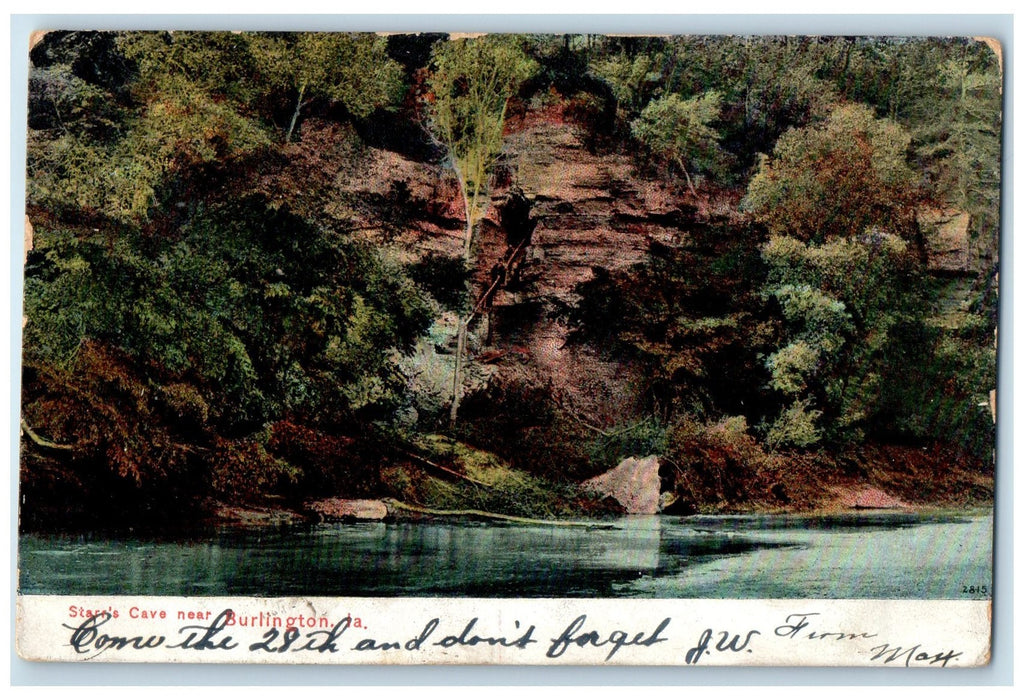 1907 Starr's Cave Scene Trees Near Burlington Iowa IA Posted Vintage Postcard