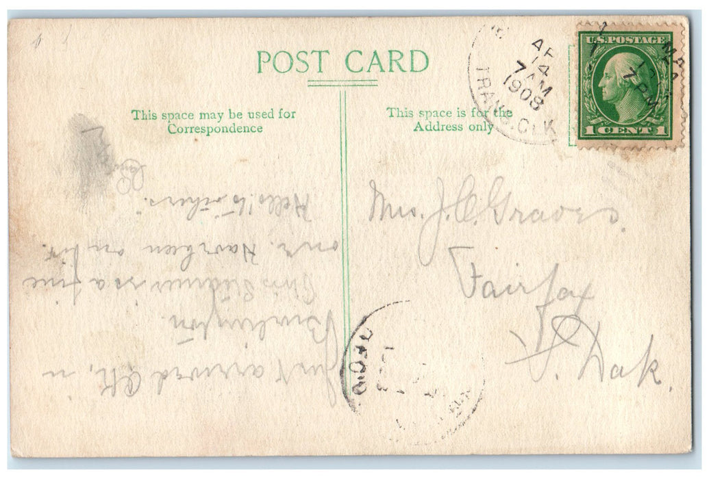 1908 Steamer Columbia Passengers Flag Scene Burlington Iowa IA Posted Postcard