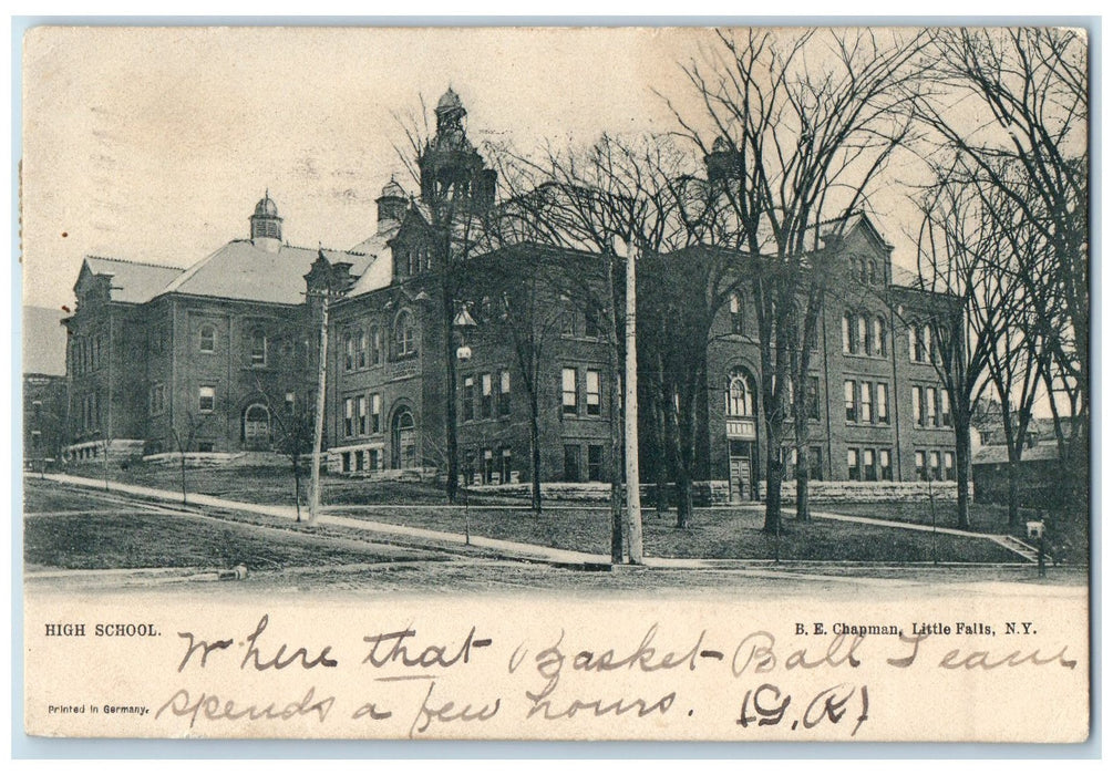 1906 High School Exterior B.E. Chapman Little Falls New York NY Posted Postcard