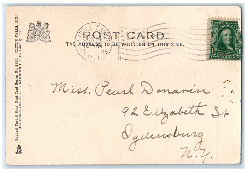 1906 High School Exterior B.E. Chapman Little Falls New York NY Posted Postcard