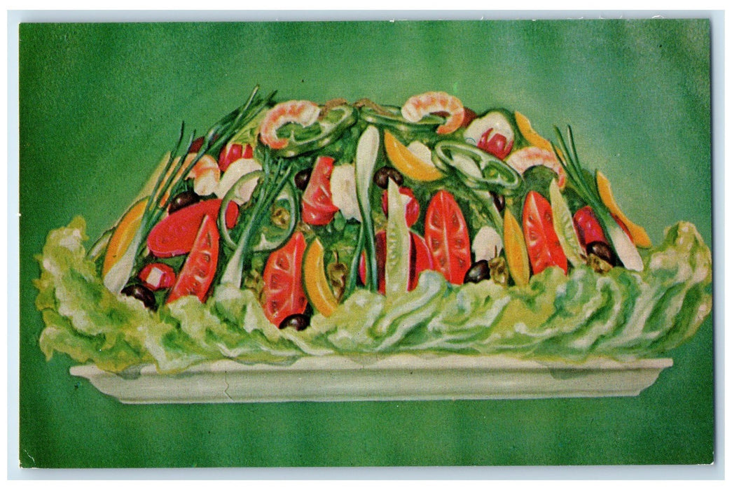 c1950's Louis Pappas Famous Restaurants Salad St. Petersburg Florida Postcard