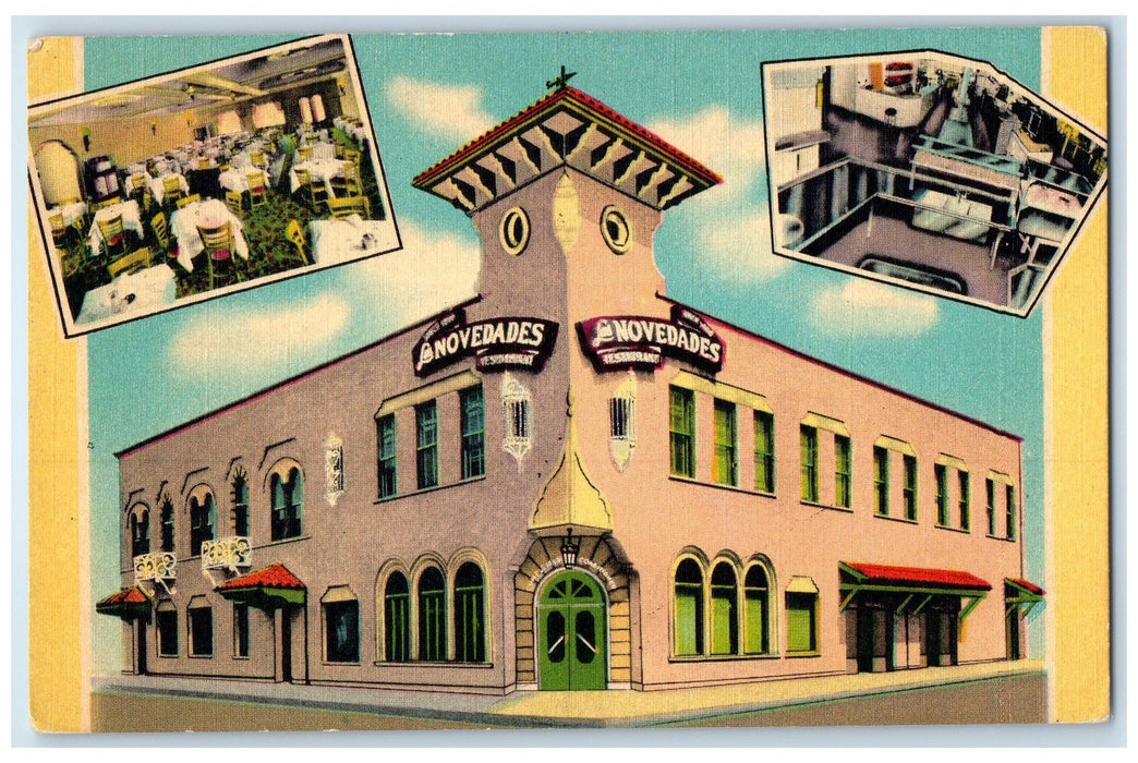 c1940's Las Novedades Spanish Restaurant Multiview Daytona Florida FL Postcard