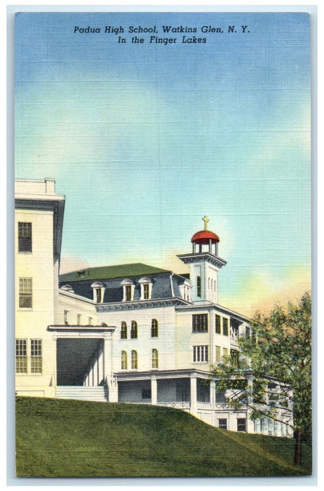 c1940's Padua High School Building Exterior Watkins Glen New York NY Postcard