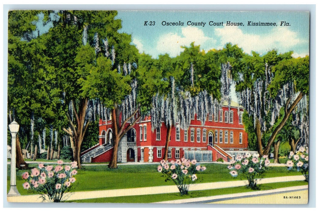 1939 Osceola County Court House Building Entrance Kissimmee Florida Postcard