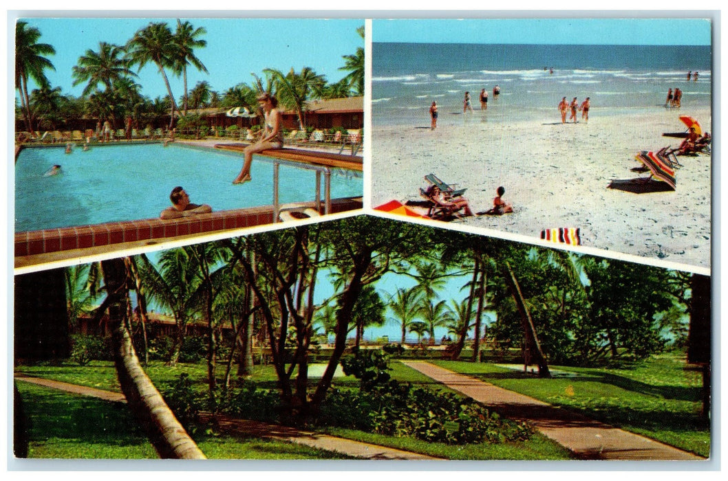 c1960's Silver Sansa Oceanfront Motel Key Biscayne Florida FL Unposted Postcard
