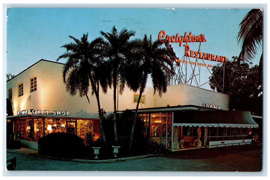 1974 Creighton's Restaurant Building Entrance Fort Lauderdale Florida Postcard