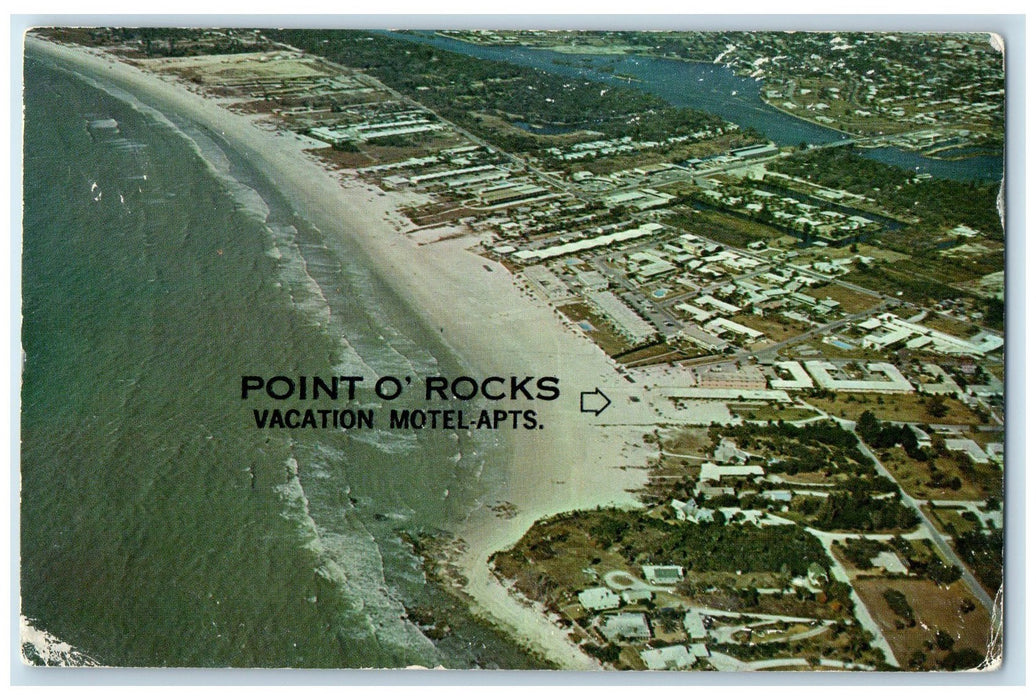 1975 Aerial View Of Point O Rocks Vacation Motel Sarasota Florida FL Postcard