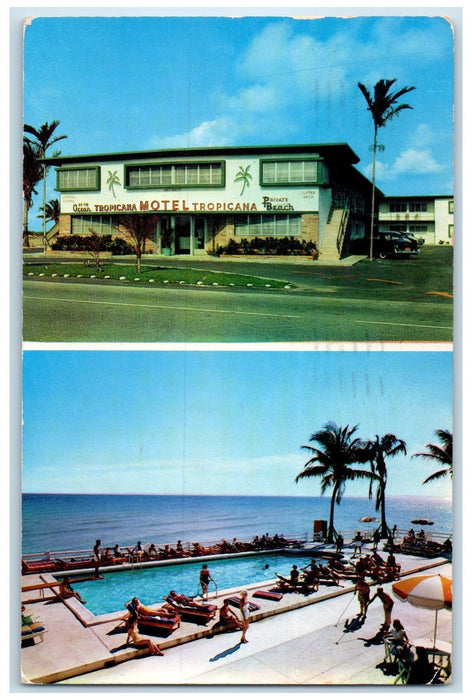 1955 Tropical Motel & Restaurant Multiview Miami Beach Florida Posted Postcard