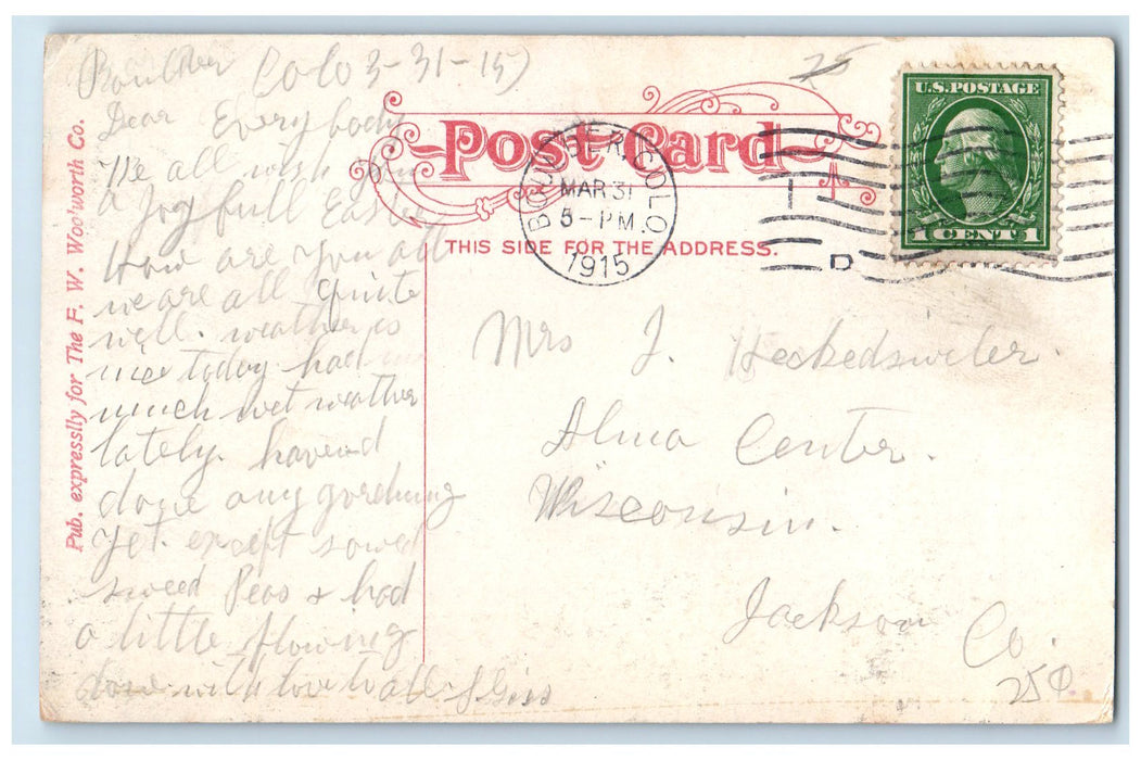 1915 Blue Bell Canyon Country Road Boulder Colorado CO Posted Trees Postcard