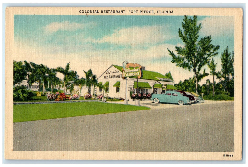 c1940's Colonial Restaurant Exterior Fort Pierce Florida FL Unposted Postcard