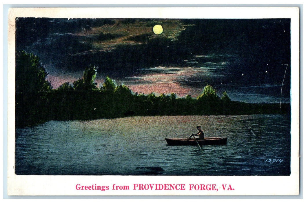 c1920's Greetings From Providence Forge Virginia VA Unposted Moonlight Postcard