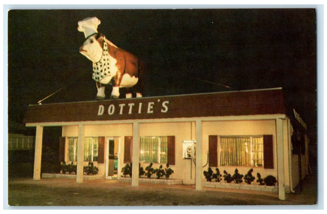 c1960's Dotties Restaurant Exterior Roadside New Port Richey Florida FL Postcard