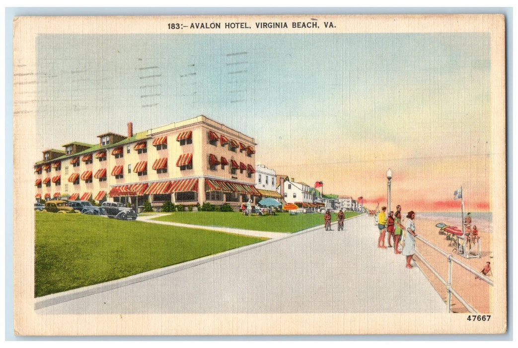 1950 Avalon Hotel Building Exterior Virginia Beach Virginia VA Unposted Postcard