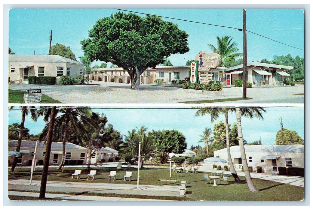 1963 Farmer In The Dell Motel & Restaurant Multiview Boynton Florida Postcard