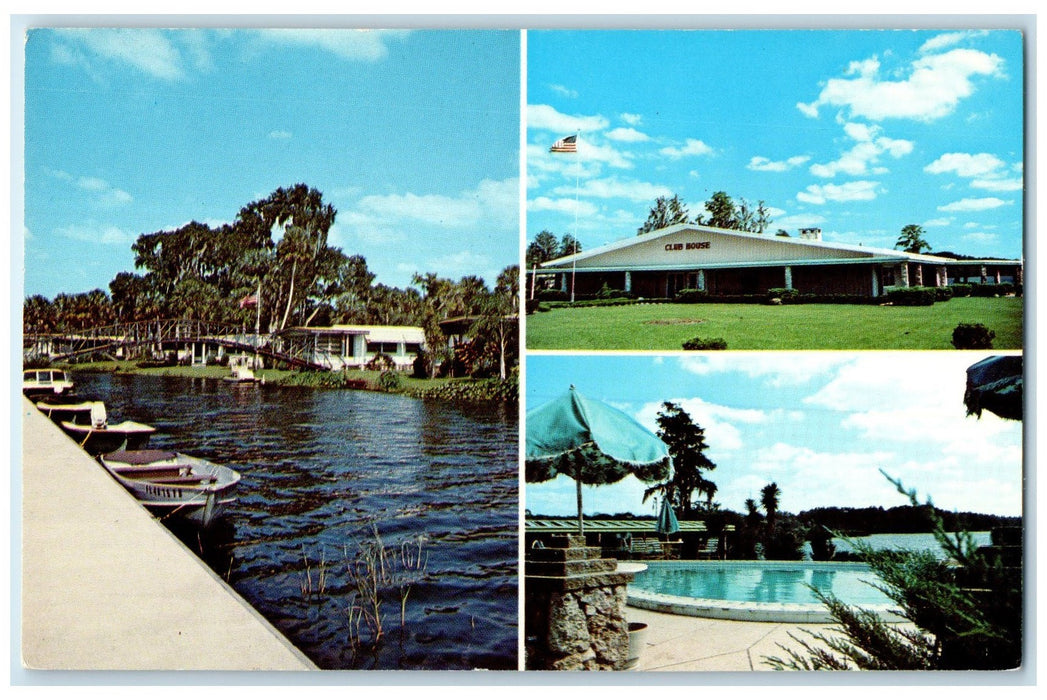 c1950's Country Club Mobile Manor Multiview Boats Eustis Florida FL Postcard