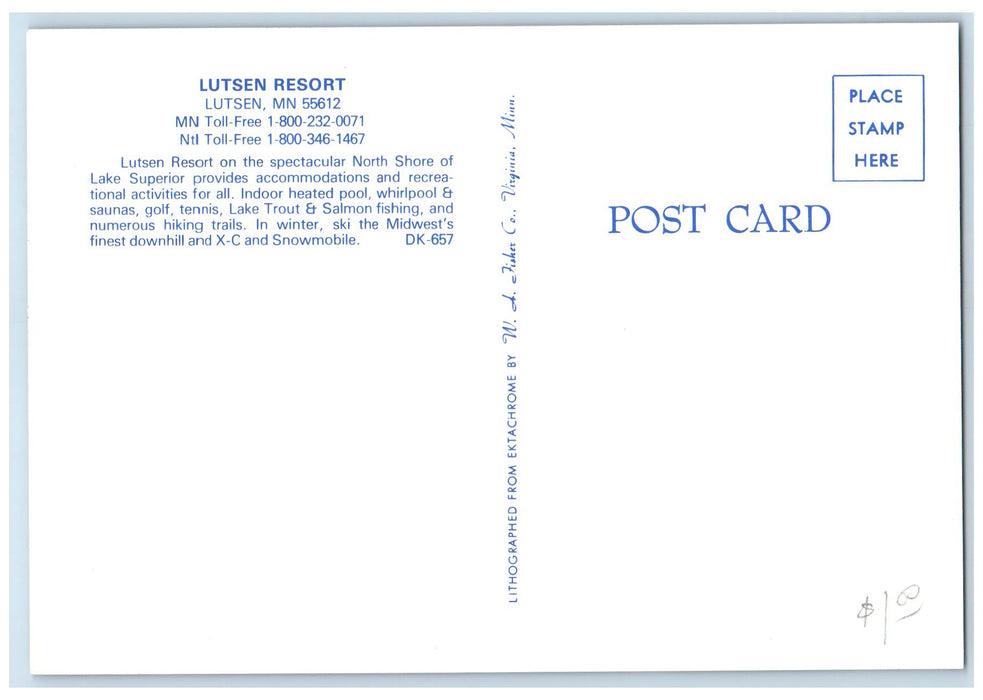 c1960's Lutsen Resort With Recreational Activities Lutsen Minnesota MN Postcard