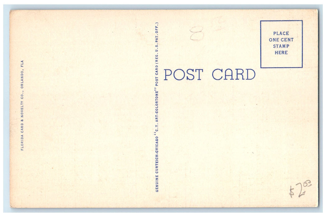 c1940's Melbourne Hotel & Restaurant Building Cars Melbourne Florida FL Postcard
