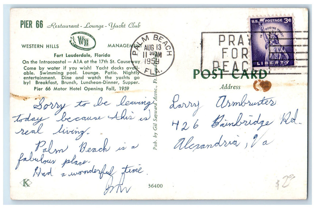 1959 Aerial View Of Western Hills Management Fort Lauderdale Florida FL Postcard