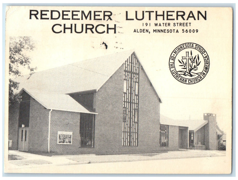 1981 Redeemer Lutheran Church Exterior Roadside Alden Minnesota MN Postcard