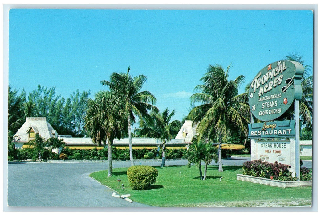 c1960's Tropical Acres Restaurant Exterior Pampano Beach Florida FL Postcard