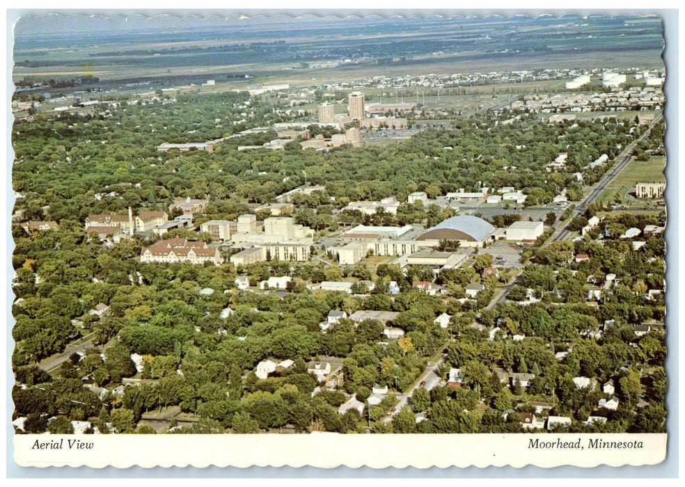 1971 Aerial View Of Two Educational Facilities Moorhead Minnesota MN Postcard