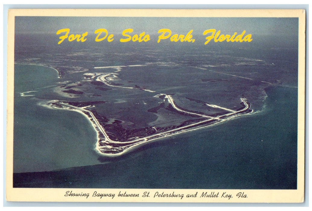 c1920 Bayway Bet. St. Petersburg & Mullet Key Fort De Soto Park Florida Postcard