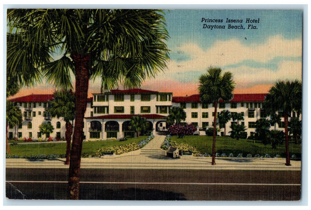 1953 Princess Issena Hotel & Restaurant Entrance Daytona Beach Florida Postcard
