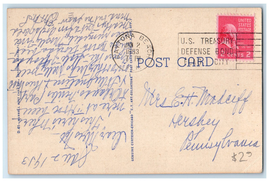 1953 Princess Issena Hotel & Restaurant Entrance Daytona Beach Florida Postcard