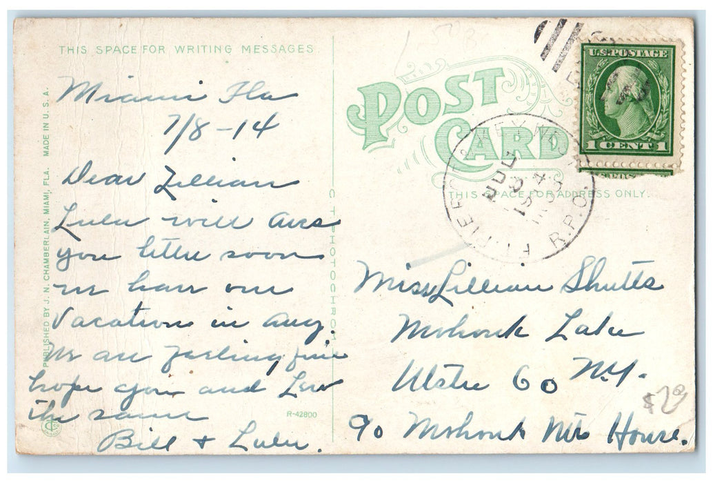 1914 Trinity Episcopal Church Building Tower Steps Miami Florida FL Postcard
